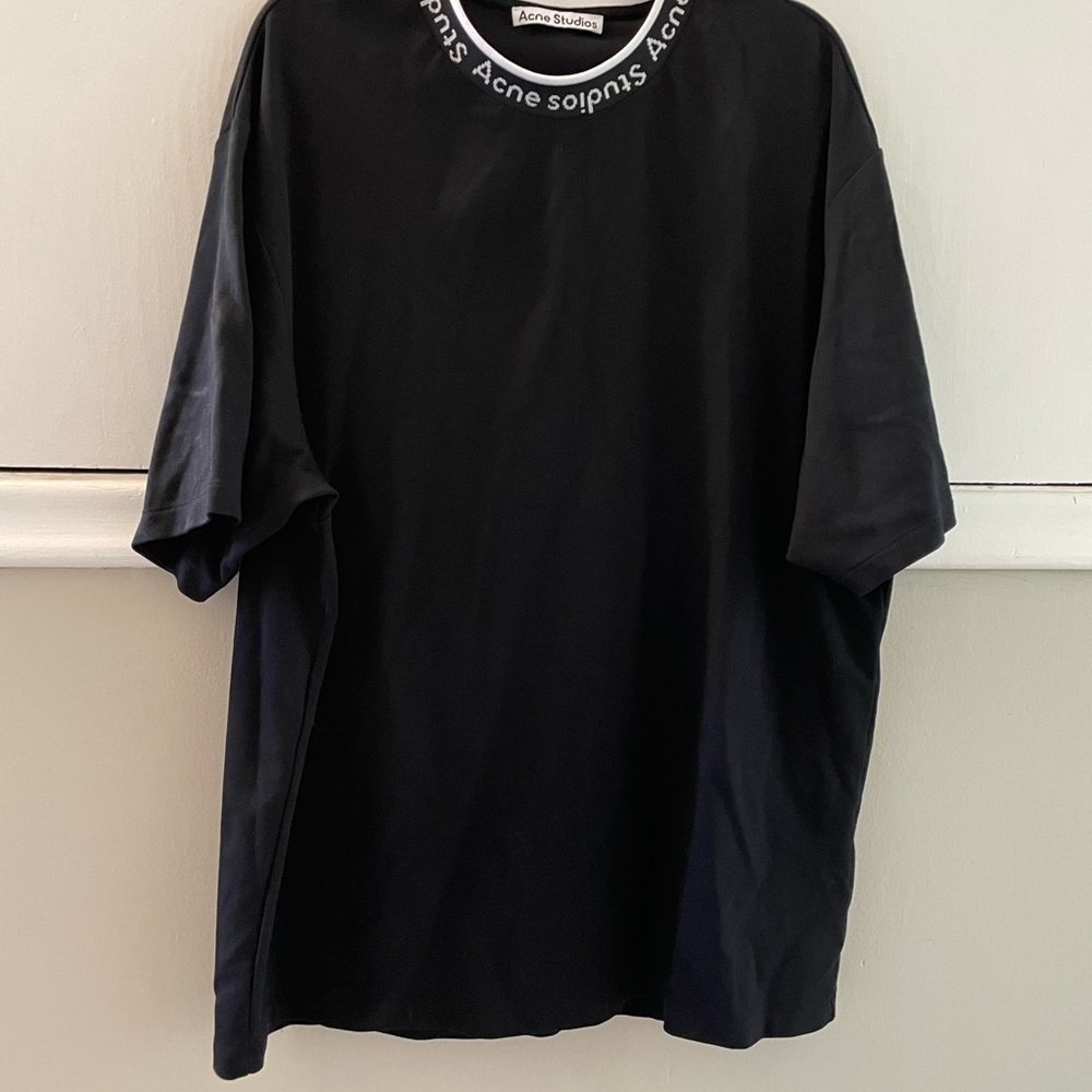 Acne Studios Black Men's Logo Neck TShirt
